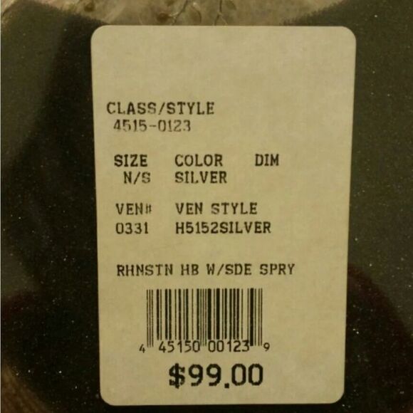 David's Bridal Silver Bling Headpiece W/ Feathers - Picture 8 of 8